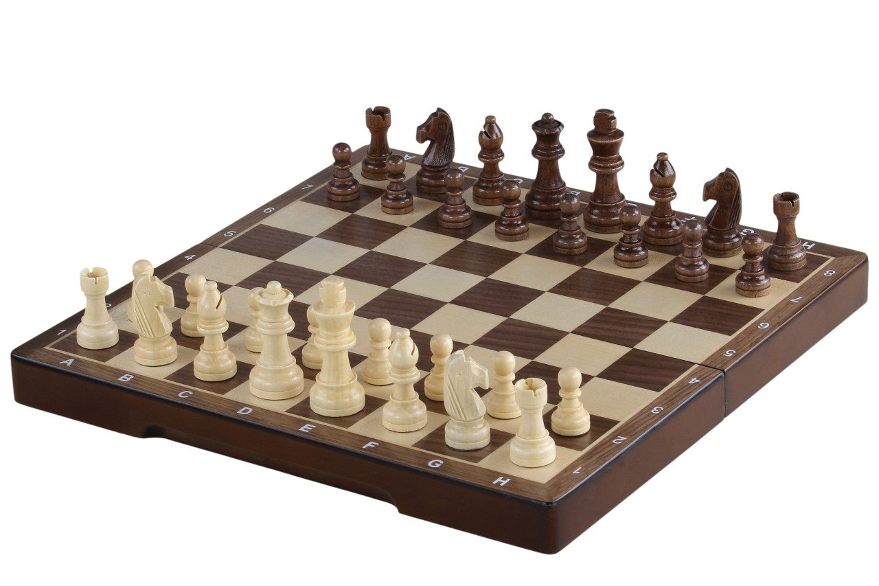 Magnetisches Holzschachbrett 31 cm (Walnuss/Ahorn) mit Intarsien - 737ee5a962fbc5e4da676a5bfea734a7