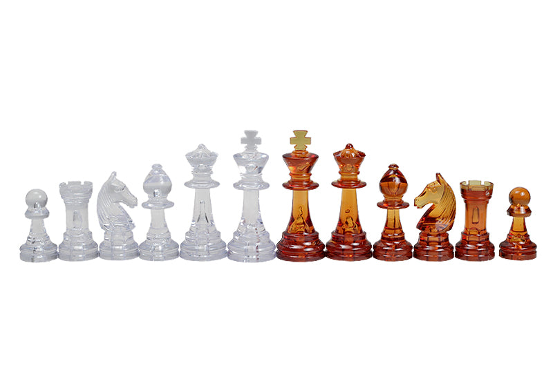 Staunton Schachfiguren Nr. 6, transparent bernsteinfarben (König 96 mm) - 39f951e9a3c54d988a5d3ab0fc9d03ee