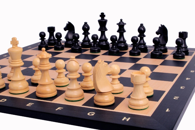 No6 Black Chessboard+ 3.75" German Ebonised pieces - No6 Black Chessboard+ 3.75" German Ebonised pieces