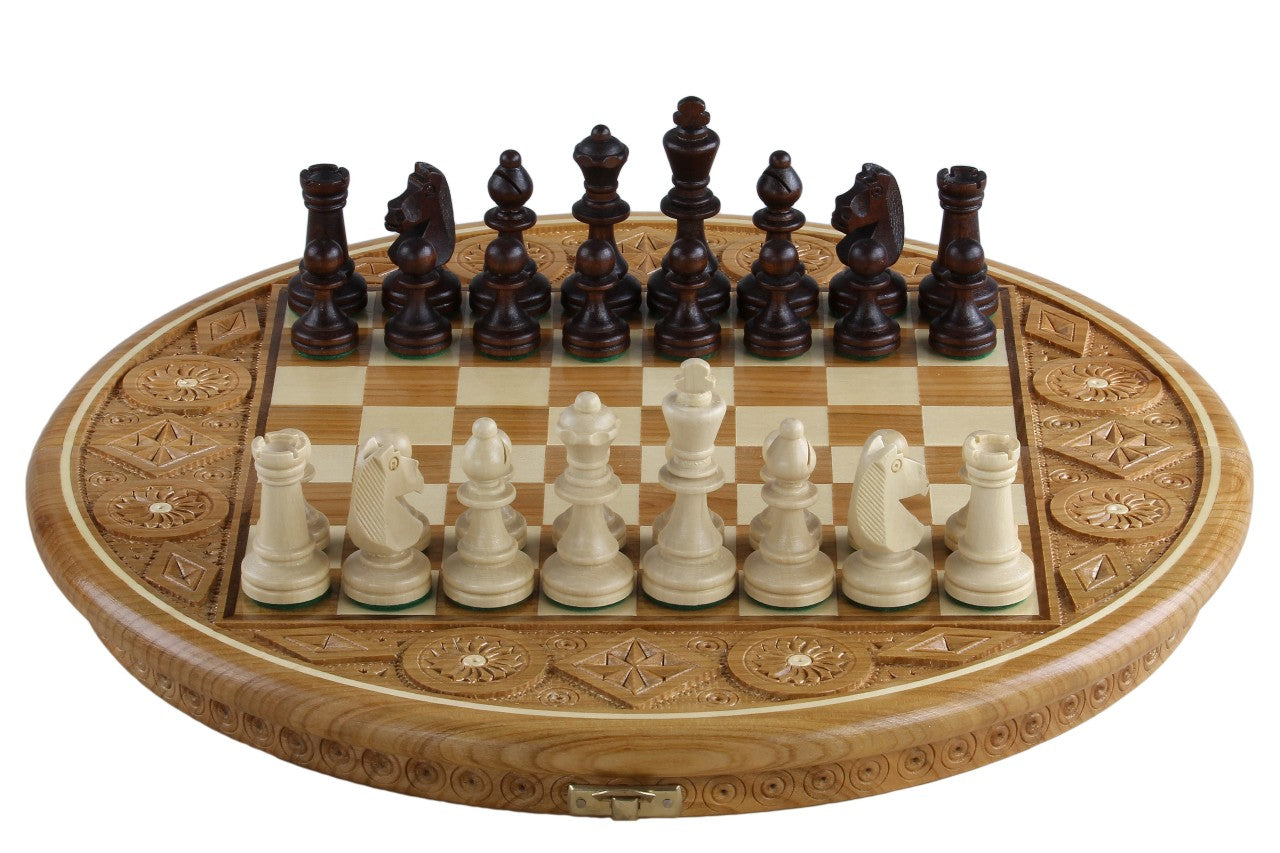 Chess Rubin - handgeschnitztes rundes Gehäuse (33cm) - 46d7c720acf67b5888aa4f43e4d68a6a