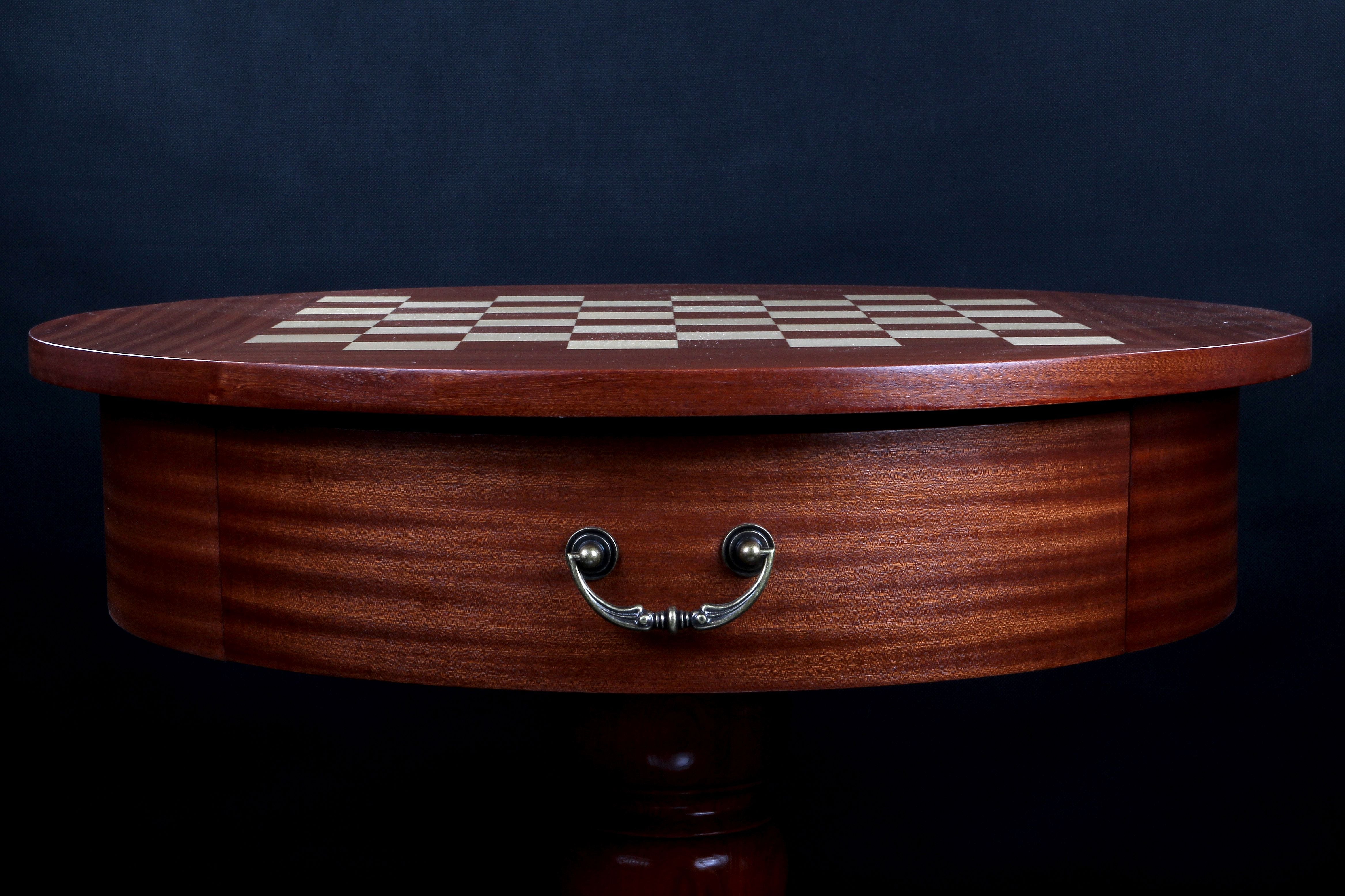 Schachtisch de Lux, rund, ohne Figuren (Höhe 77 cm) - cccaed10ff2bd45c77cee65ee9e0cc32