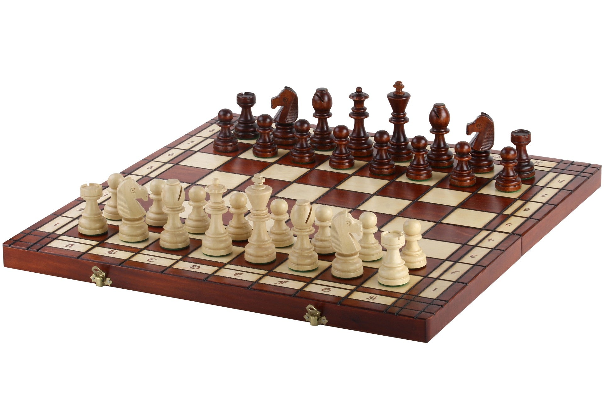 TOURNAMENT No 8 burned folding board, insert tray, wooden chess pieces - TOURNAMENT No 8 burned folding board, insert tray, wooden chess pieces