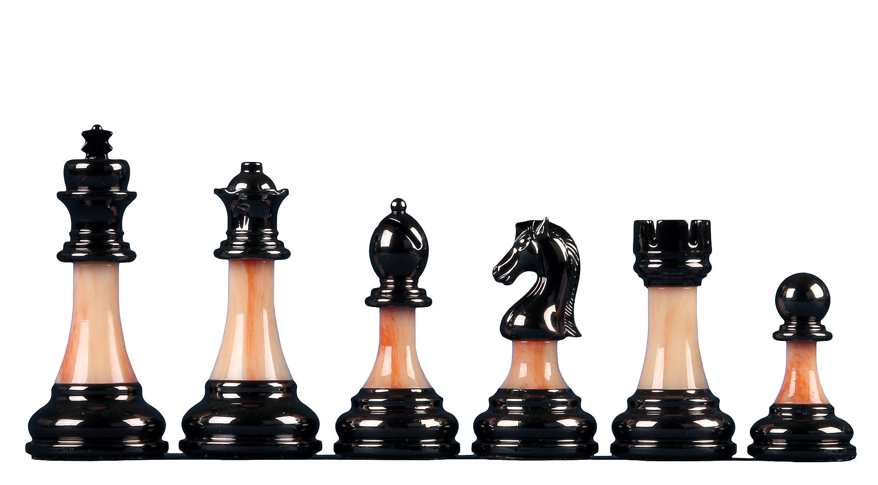 Metallised 3.5 inch chess pieces with 'stone' shaft - heavy - 34c5b681f1dd92c5aeea5ecd0cd40a3e