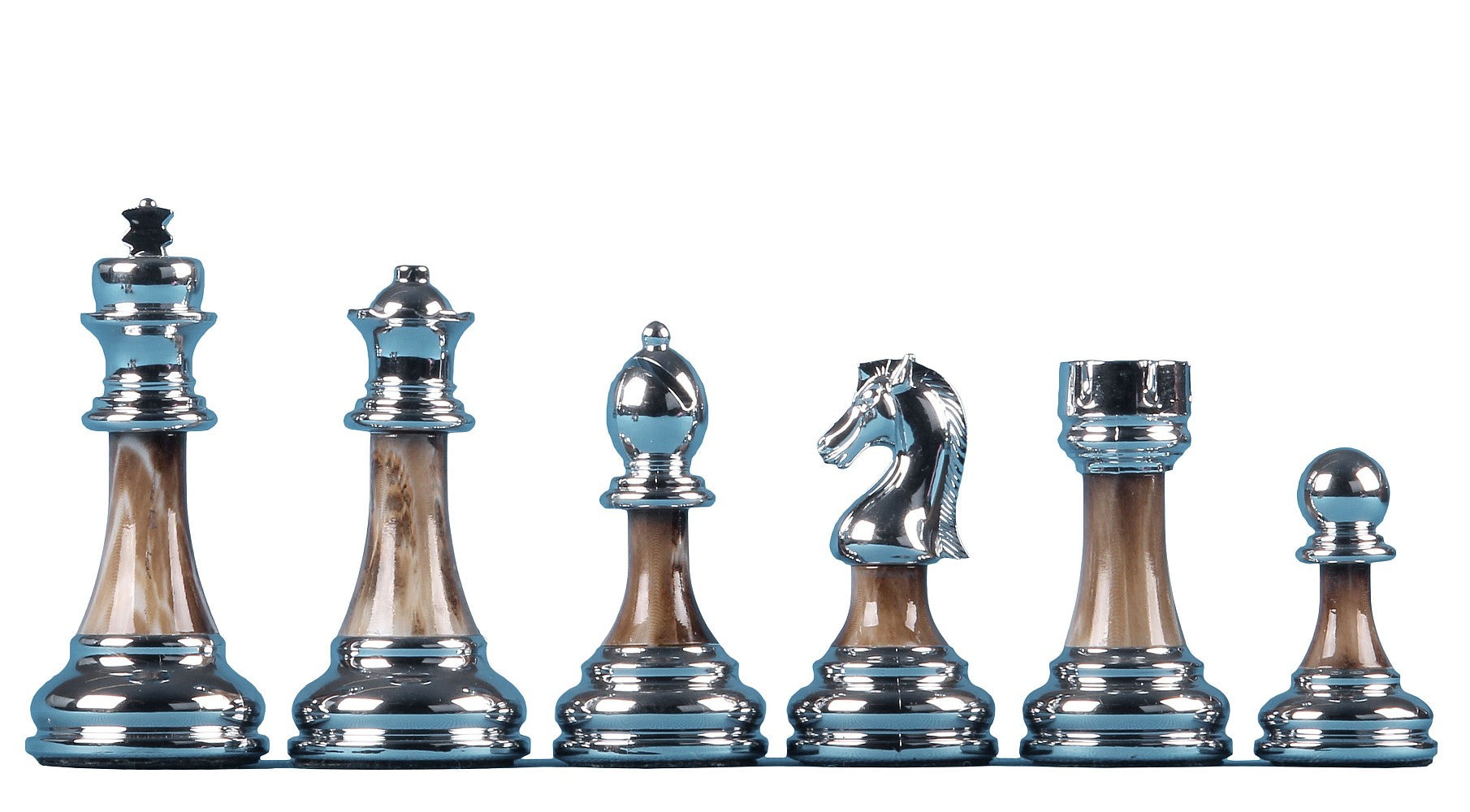 Metallised 3.5 inch chess pieces with 'stone' shaft - heavy - cd46026da127c17b3a097aa73a8770c0