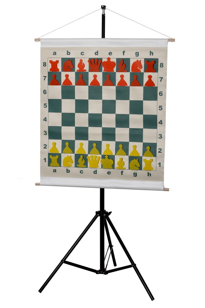 Slotted Roll-up Demonstration Chess Set 27" (68 cm) - board + pieces + bag - Slotted Roll-up Demonstration Chess Set 27" (68 cm) - board + pieces + bag