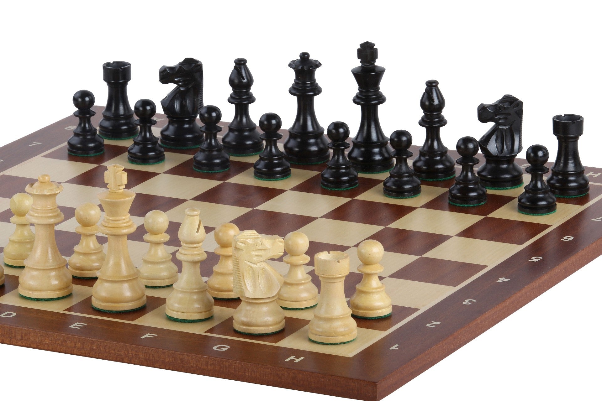 No5 Sapele Chessboard+ 3.5" German Ebonised pieces - No5 Sapele Chessboard+ 3.5" German Ebonised pieces