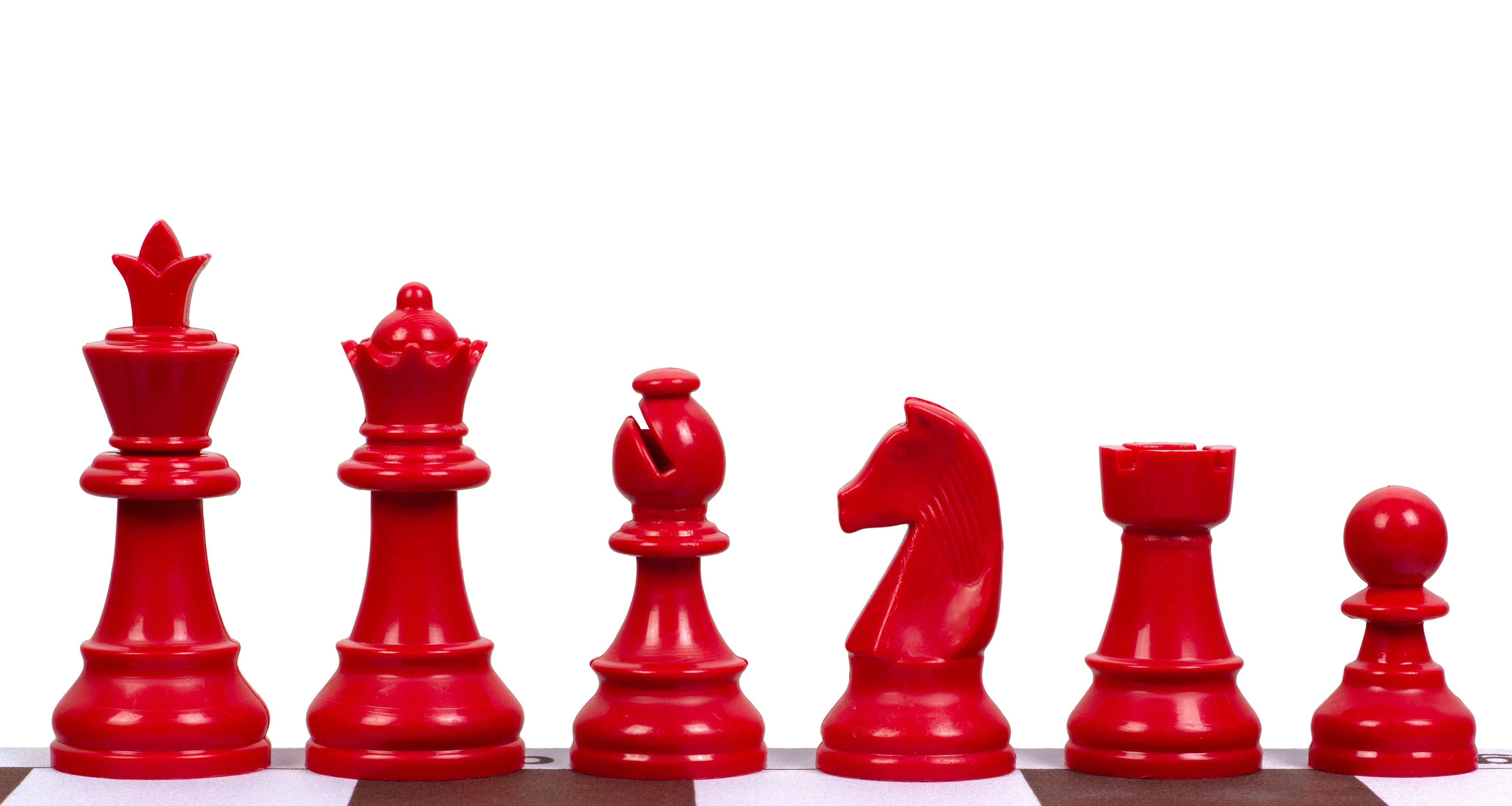 Staunton Schachfiguren 6, Kunststoff (König 95 mm) - rot - d0d750b6d15e346ac557891cf25d7d85