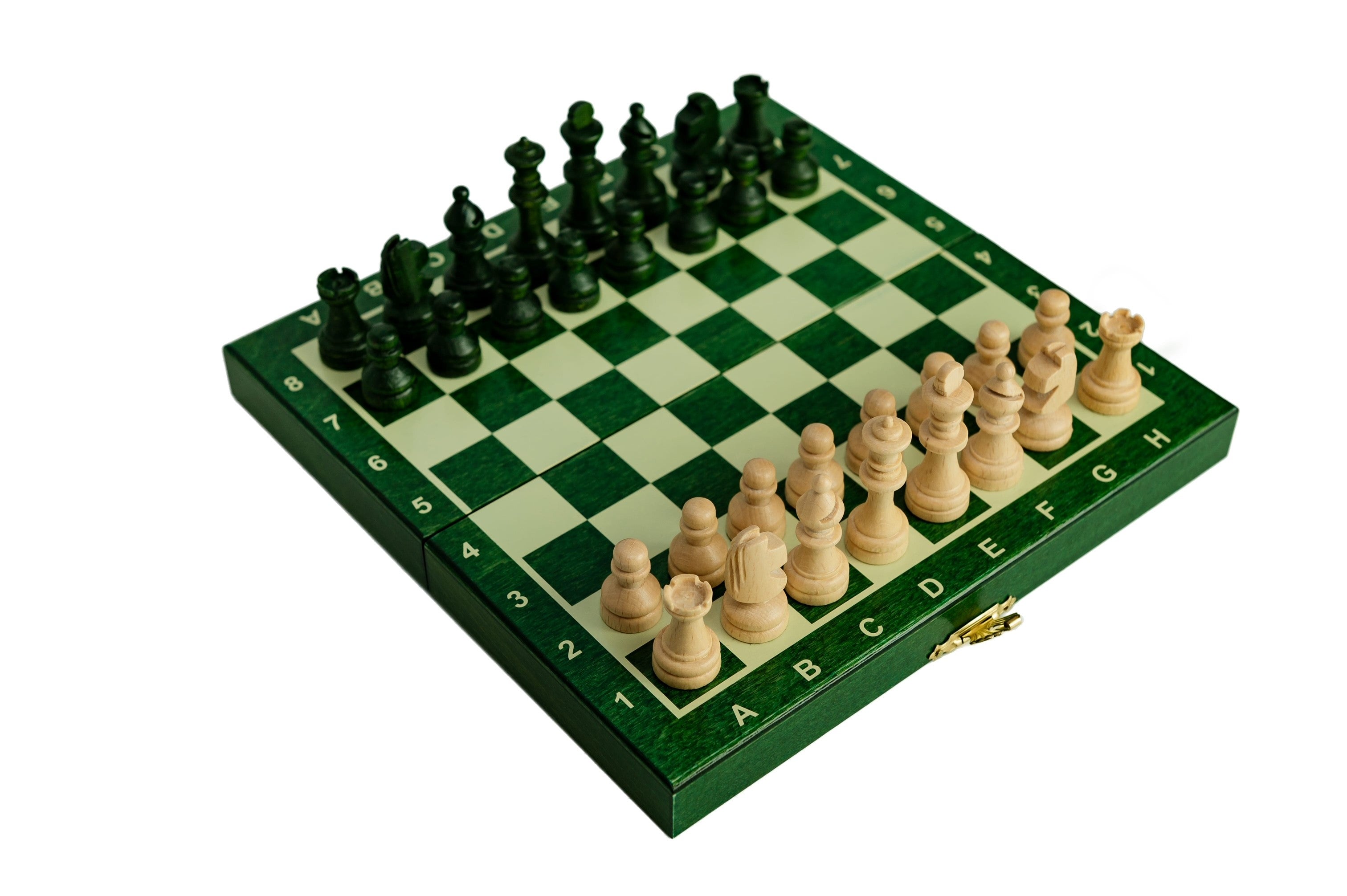 Wooden School Chess Mini - Green - Wooden School Chess Mini - Green