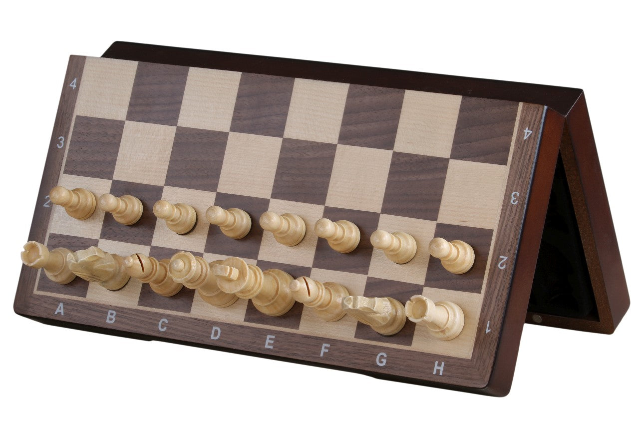 Magnetisches Holzschachbrett 31 cm (Walnuss/Ahorn) mit Intarsien - 50de15d7a3b8eecde217f1ee2db3a2cb