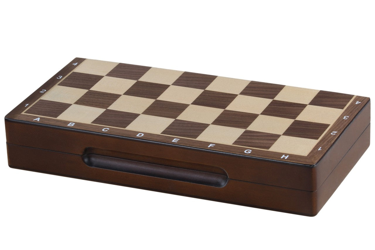 Magnetisches Holzschachbrett 31 cm (Walnuss/Ahorn) mit Intarsien - cc3b144de0ac86a88a08685fd599bd91