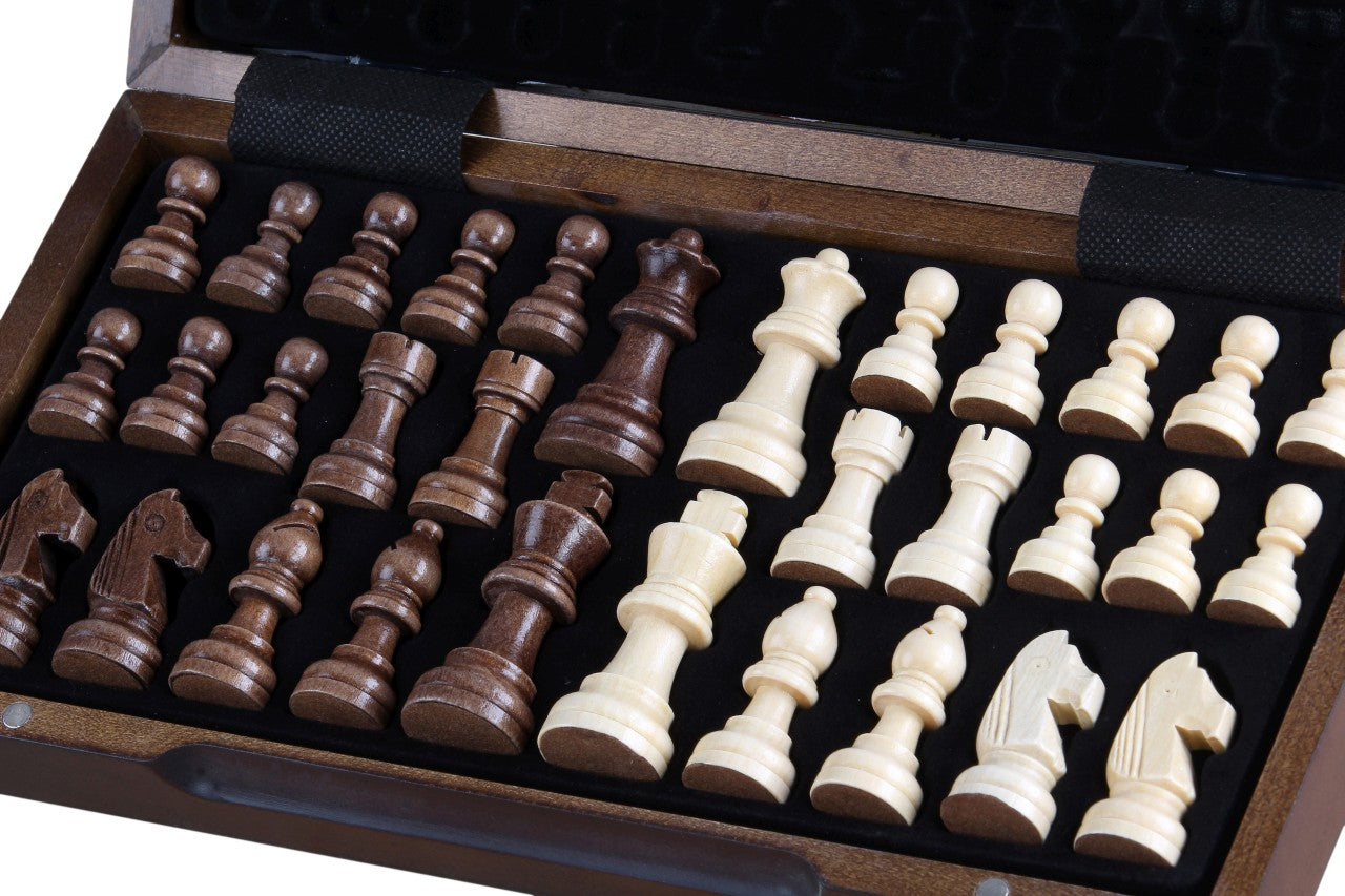 Magnetisches Holzschachbrett 31 cm (Walnuss/Ahorn) mit Intarsien - d70bca704ba08d38534eadc931fb07e3