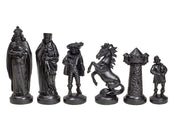 Mittelalterliche stilisierte Schachfiguren, creme und schwarz (König 98 mm)