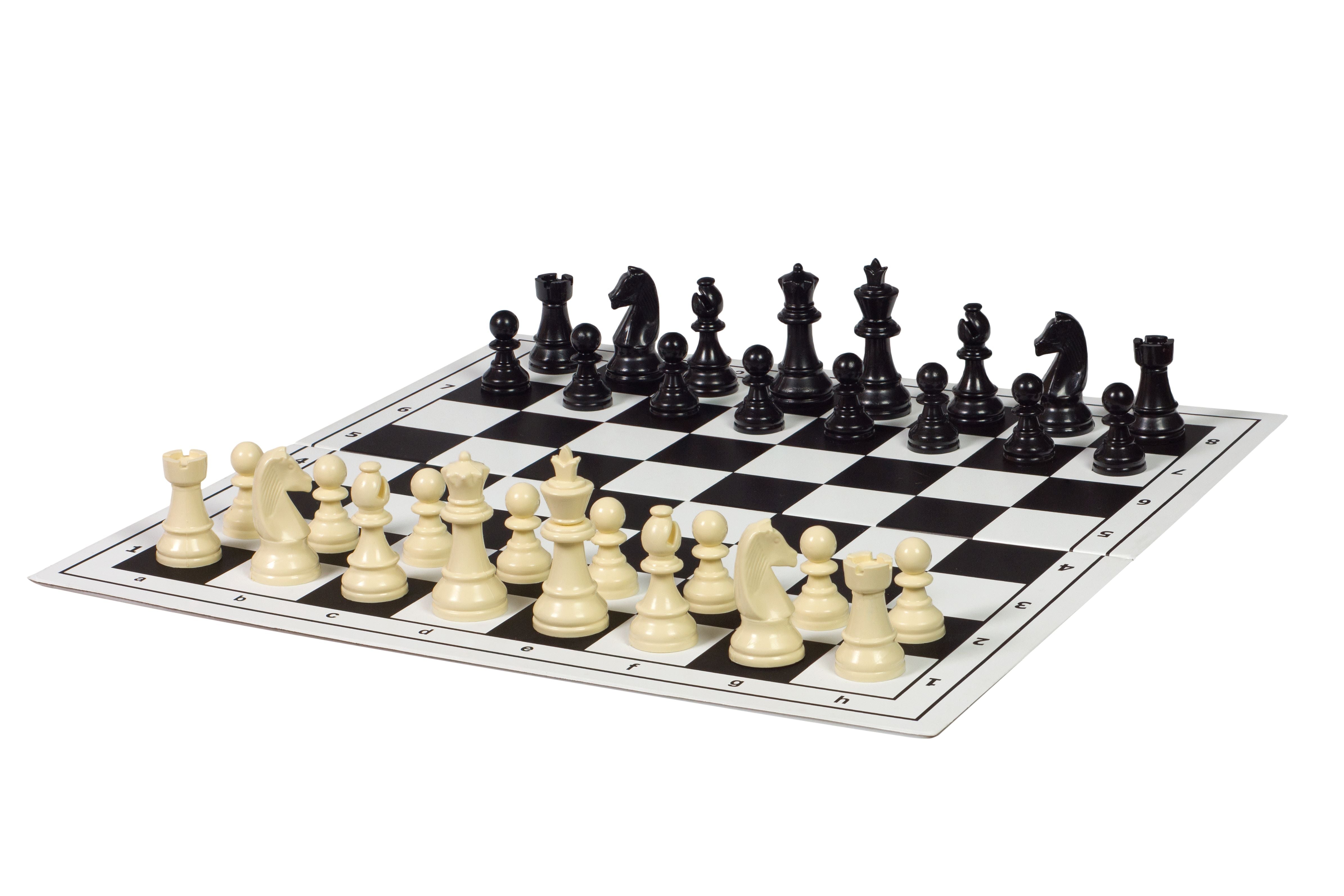 Staunton No. 3 plastic chess pieces (king 65 mm) for play and analysis - Staunton No. 3 plastic chess pieces (king 65 mm) for play and analysis