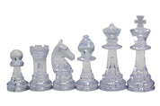 Staunton Schachfiguren Nr. 6, transparent bernsteinfarben (König 96 mm)