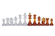 Staunton Schachfiguren Nr. 6, transparent bernsteinfarben (König 96 mm)