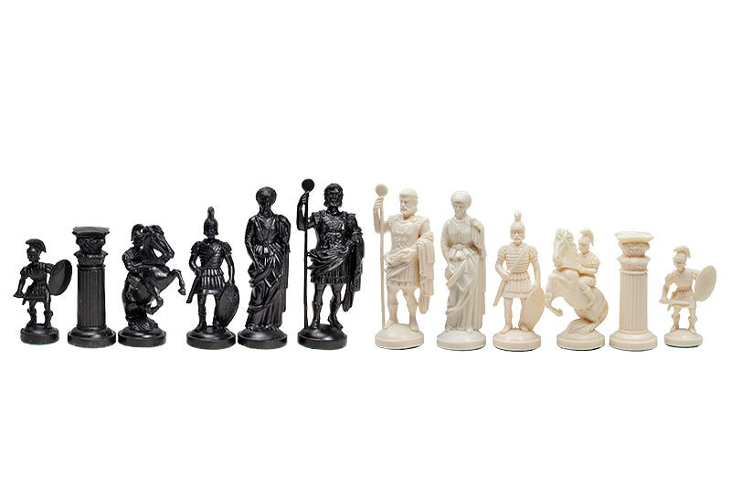 Römisches Reich stilisierte Schachfiguren, creme und schwarz (König 98 mm) - Römisches Reich stilisierte Schachfiguren, creme und schwarz (König 98 mm)