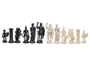 Römisches Reich stilisierte Schachfiguren, creme und schwarz (König 98 mm)