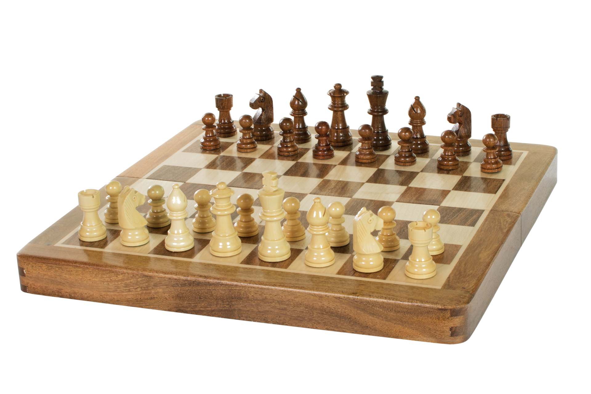 Magnetisches Holzschachspiel mit Intarsien - 30 cm - Magnetisches Holzschachspiel mit Intarsien - 30 cm