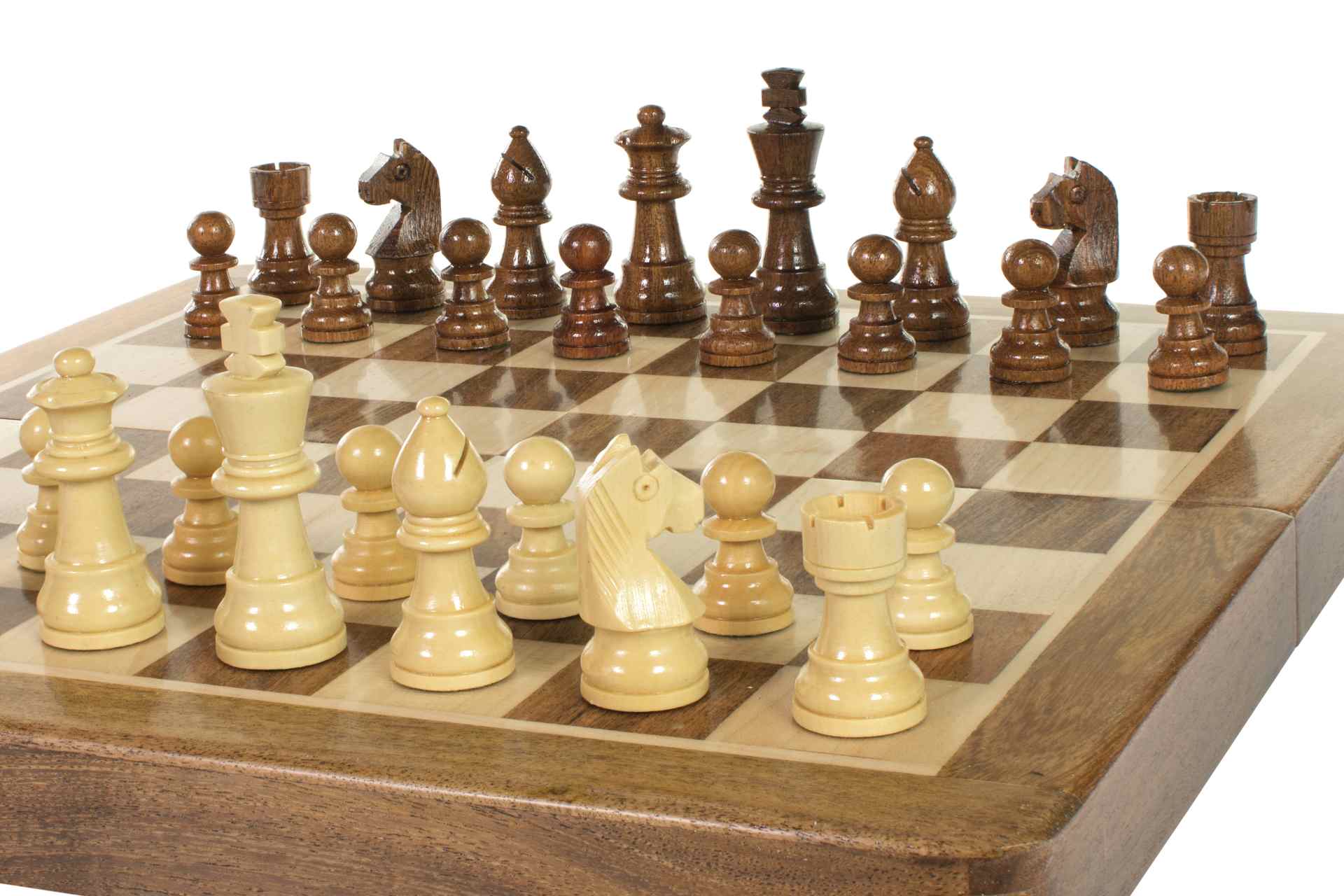 Magnetisches Holzschachspiel mit Intarsien - 30 cm - Magnetisches Holzschachspiel mit Intarsien - 30 cm