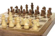 Magnetisches Holzschachspiel mit Intarsien - 30 cm