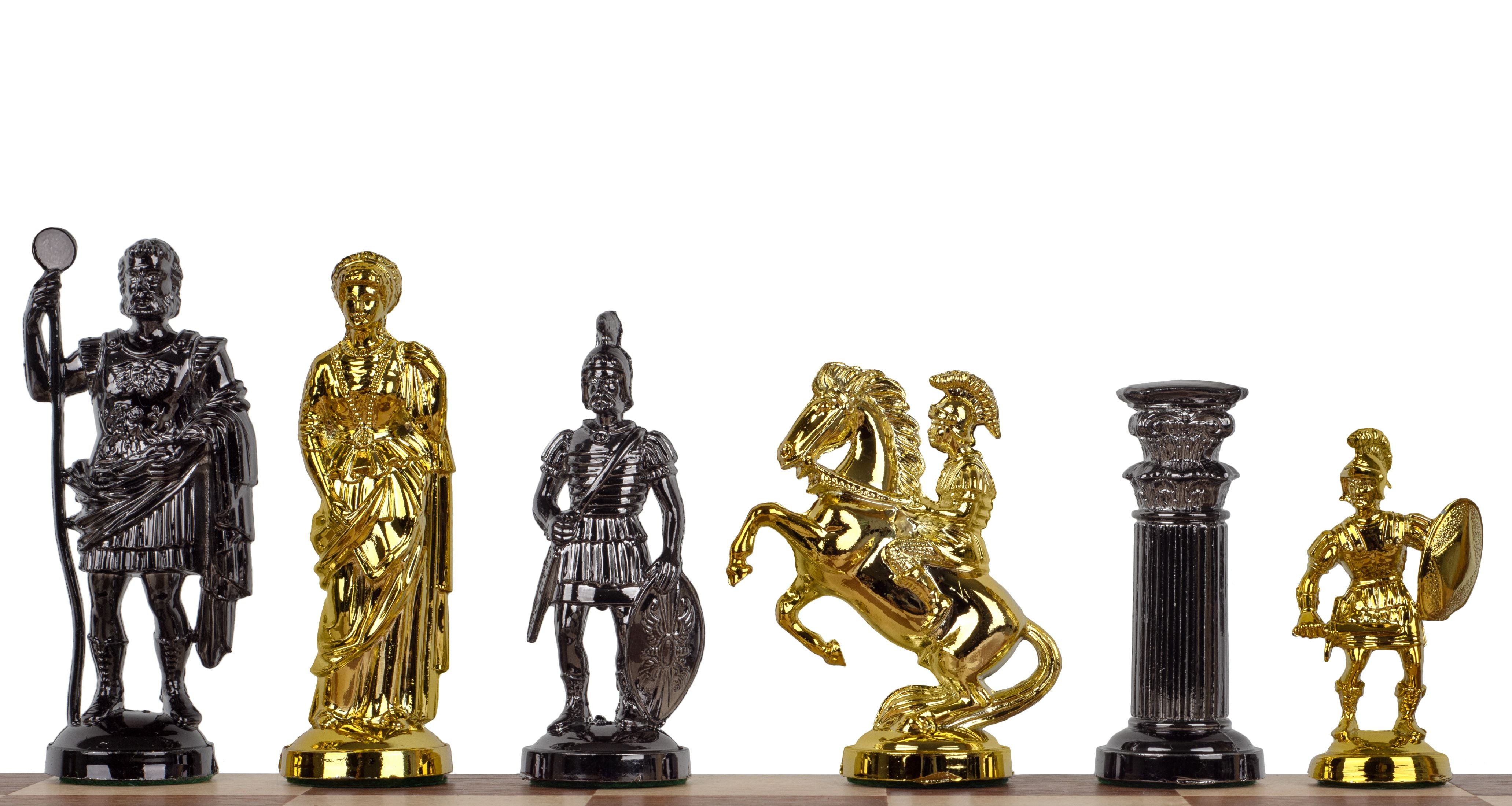 Schachfiguren ROMAN golden/braun, metallisch/gewichtet - Schachfiguren ROMAN golden/braun, metallisch/gewichtet
