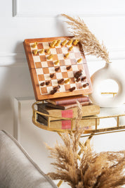 MAGNETIC Schach Mini mit eingelegtem Schachbrett 18 cm