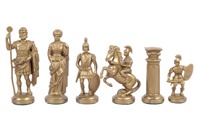 Römisches Reich stilisierte Schachfiguren, schwarz und gold, beschwert mit Metall (König 98 mm) - Römisches Reich stilisierte Schachfiguren, schwarz und gold, beschwert mit Metall (König 98 mm)