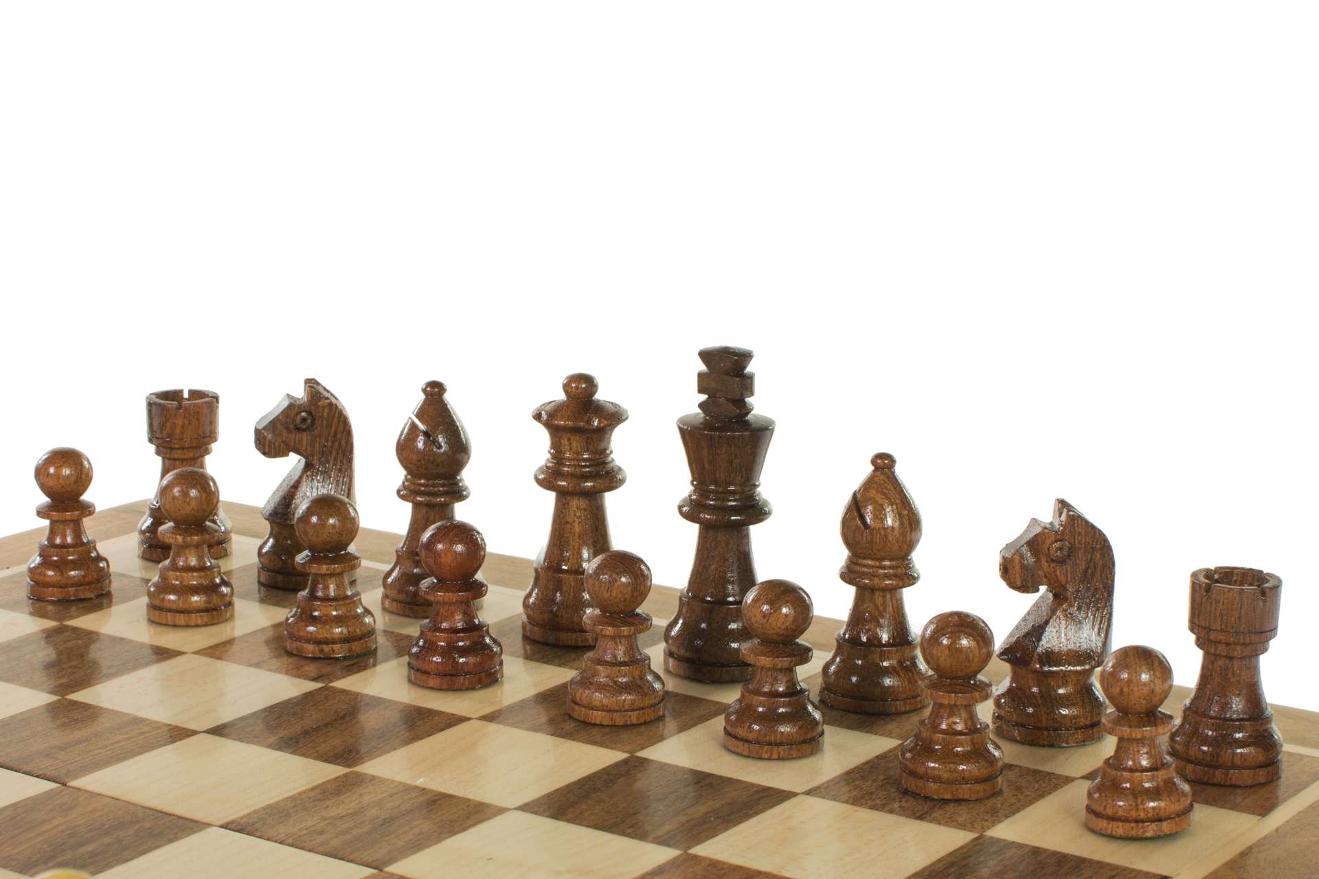 Magnetisches Holzschachspiel mit Intarsien - 30 cm - Magnetisches Holzschachspiel mit Intarsien - 30 cm