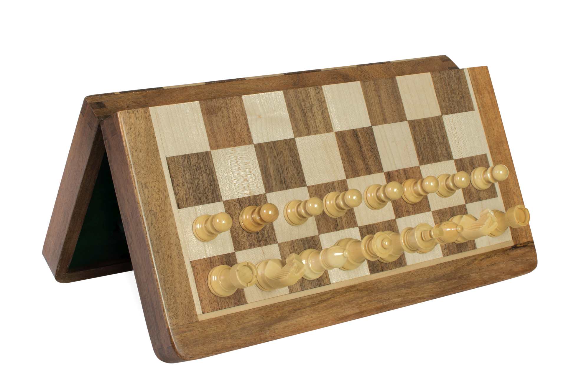 Magnetisches Holzschachspiel mit Intarsien - 30 cm - Magnetisches Holzschachspiel mit Intarsien - 30 cm
