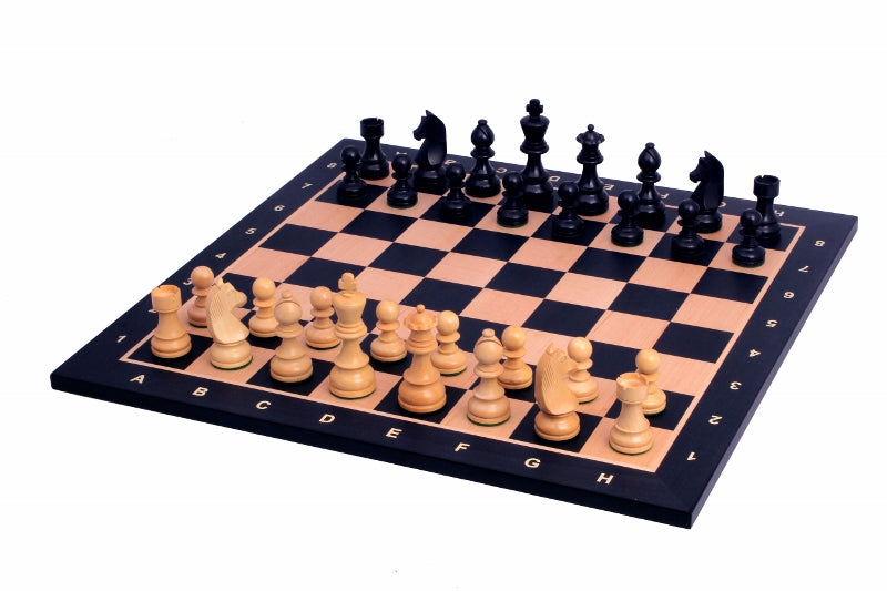 No6 Black Chessboard+ 3.75" German Ebonised pieces - No6 Black Chessboard+ 3.75" German Ebonised pieces