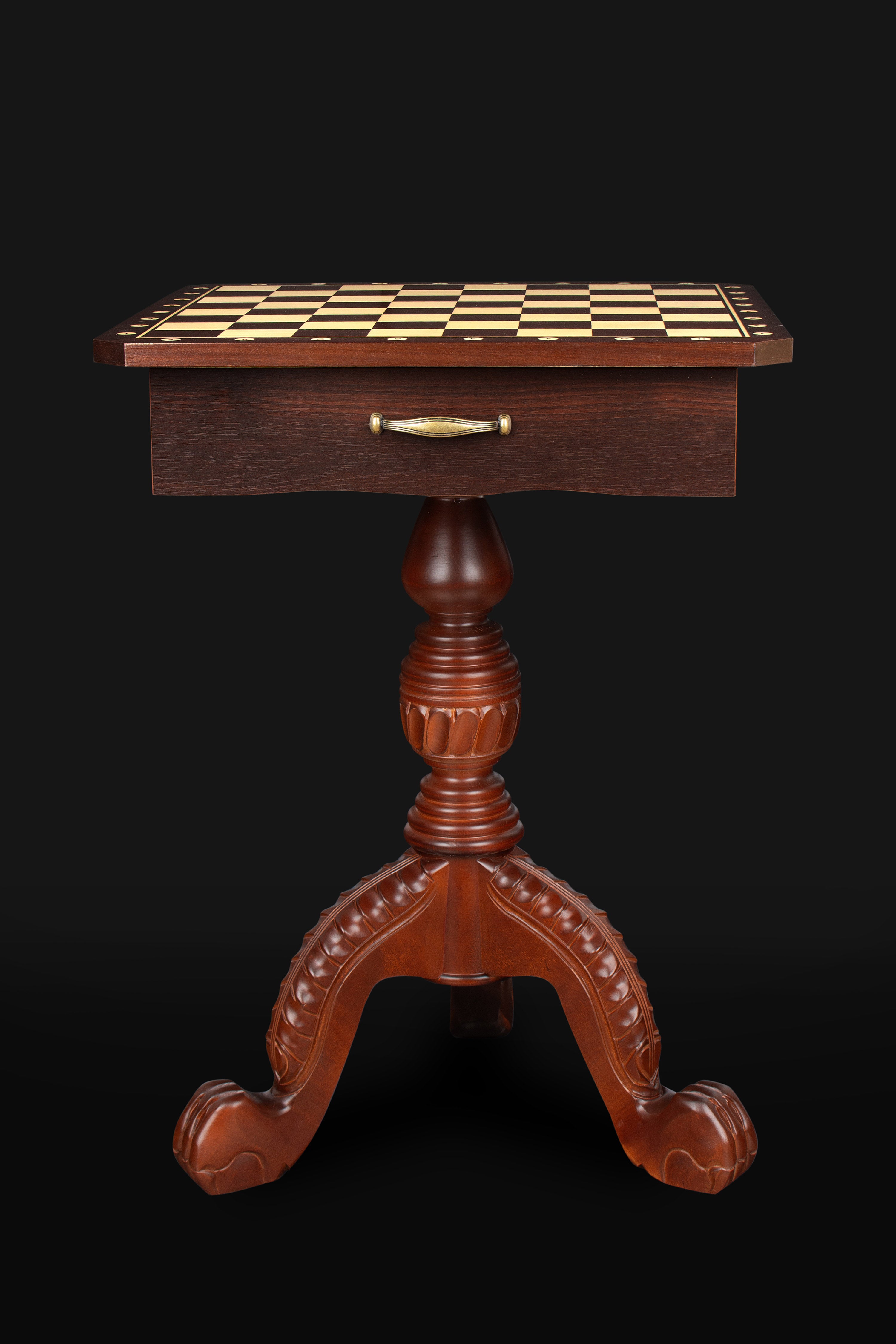 Schachtisch in dunklem Mahagoni (Höhe 75 cm) - OHNE FIGUREN - Schachtisch in dunklem Mahagoni (Höhe 75 cm) - OHNE FIGUREN