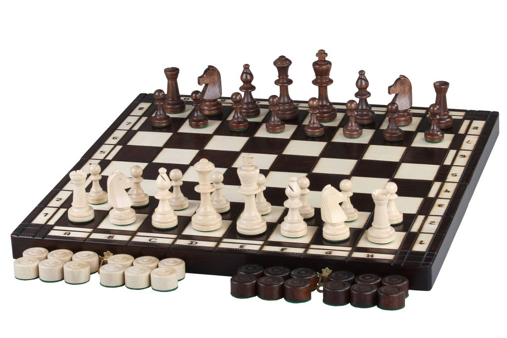 Schach + Dame 2 in 1 Spiel aus Holz, Maße 50x50 cm, KH90mm - 24fe50d6c0f2e2826ca7e48f68e1253d