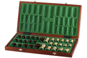 TOURNAMENT No 8 burned folding board, insert tray, wooden chess pieces