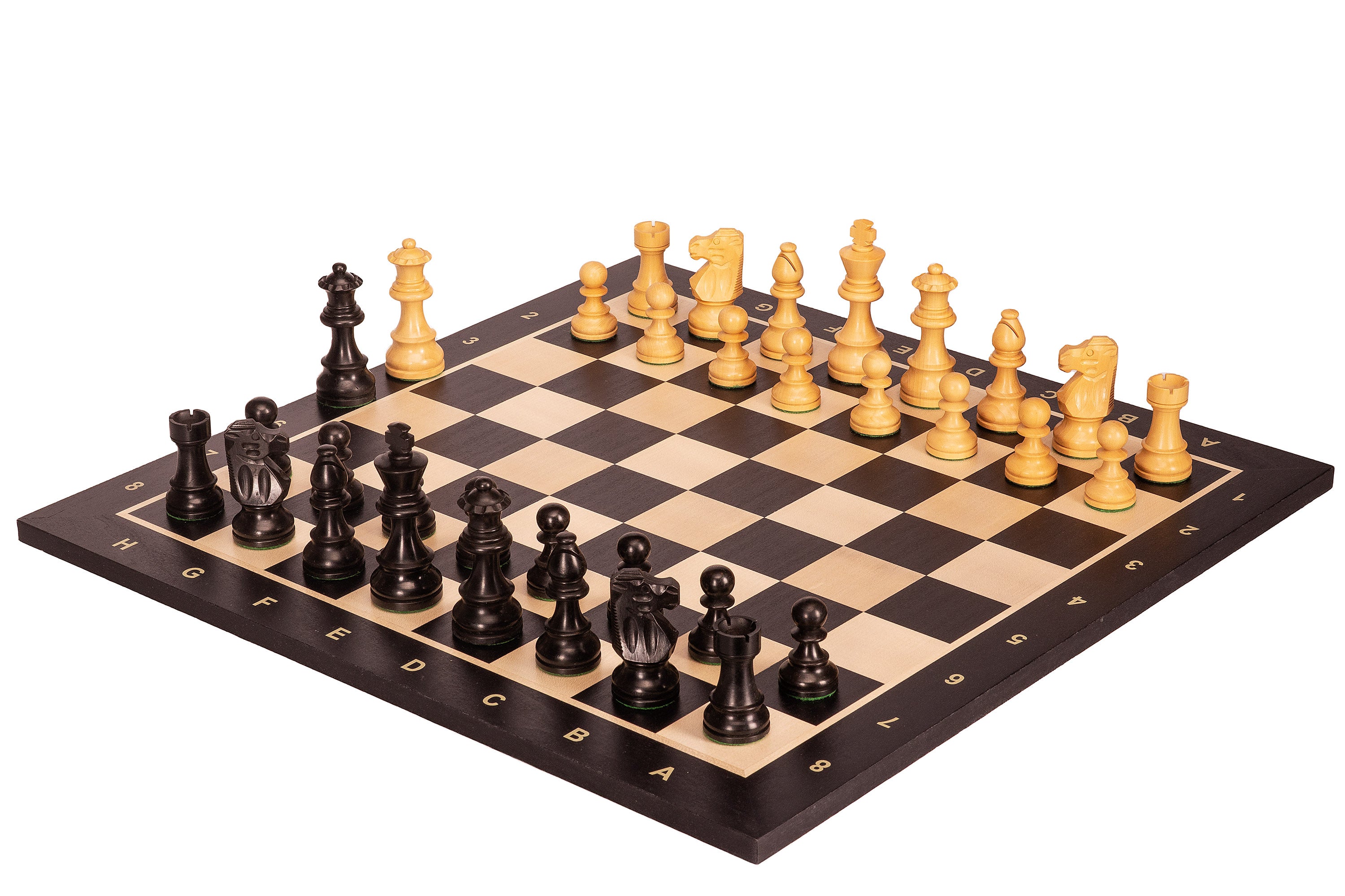 No6 Schwarzes Schachbrett+ 3.75" Französische Ebonisierte Figuren - No6 Schwarzes Schachbrett+ 3.75" Französische Ebonisierte Figuren