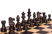 No6 Schwarzes Schachbrett+ 3.75" Französische Ebonisierte Figuren