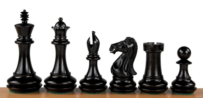 Champfered Base Ebony Chess Figures 4.25 inches - Champfered Base Ebony Chess Figures 4.25 inches