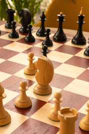 Queen's Gambit Schachfiguren 1957 Ebenholz Buchsbaum 4 Zoll