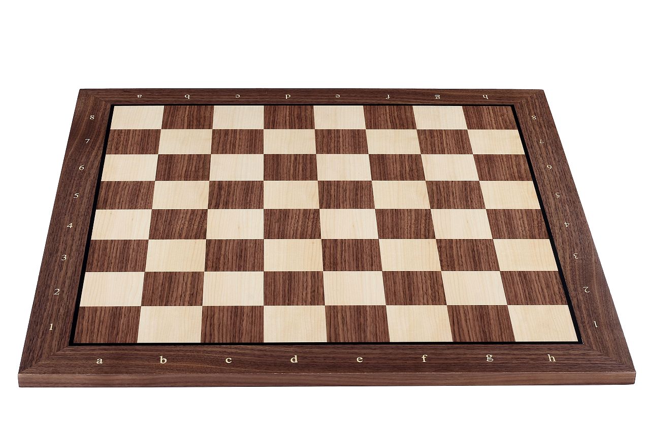Schachbrett aus Holz Nr. 5+ - Nussbaumrahmen (54 × 54 cm) - Schachbrett aus Holz Nr. 5+ - Nussbaumrahmen (54 × 54 cm)