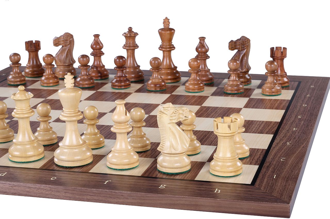 Schachbrett aus Holz Nr. 5+ - Nussbaumrahmen (54 × 54 cm) - Schachbrett aus Holz Nr. 5+ - Nussbaumrahmen (54 × 54 cm)