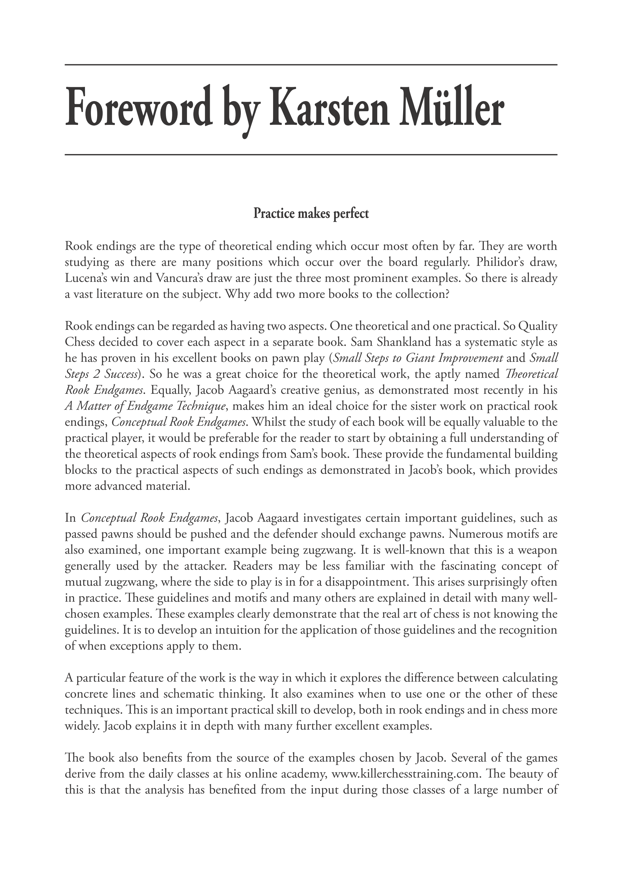 Conceptual Rook Endgames by Jacob Aagaard (softcover) - Conceptual Rook Endgames by Jacob Aagaard (softcover)