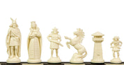 Viking stylized chess pieces, cream and black (king 98 mm)