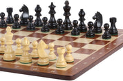 No6 Schwarzes Schachbrett+ 3.75" Deutsche Ebonisierte Figuren-NurSchach