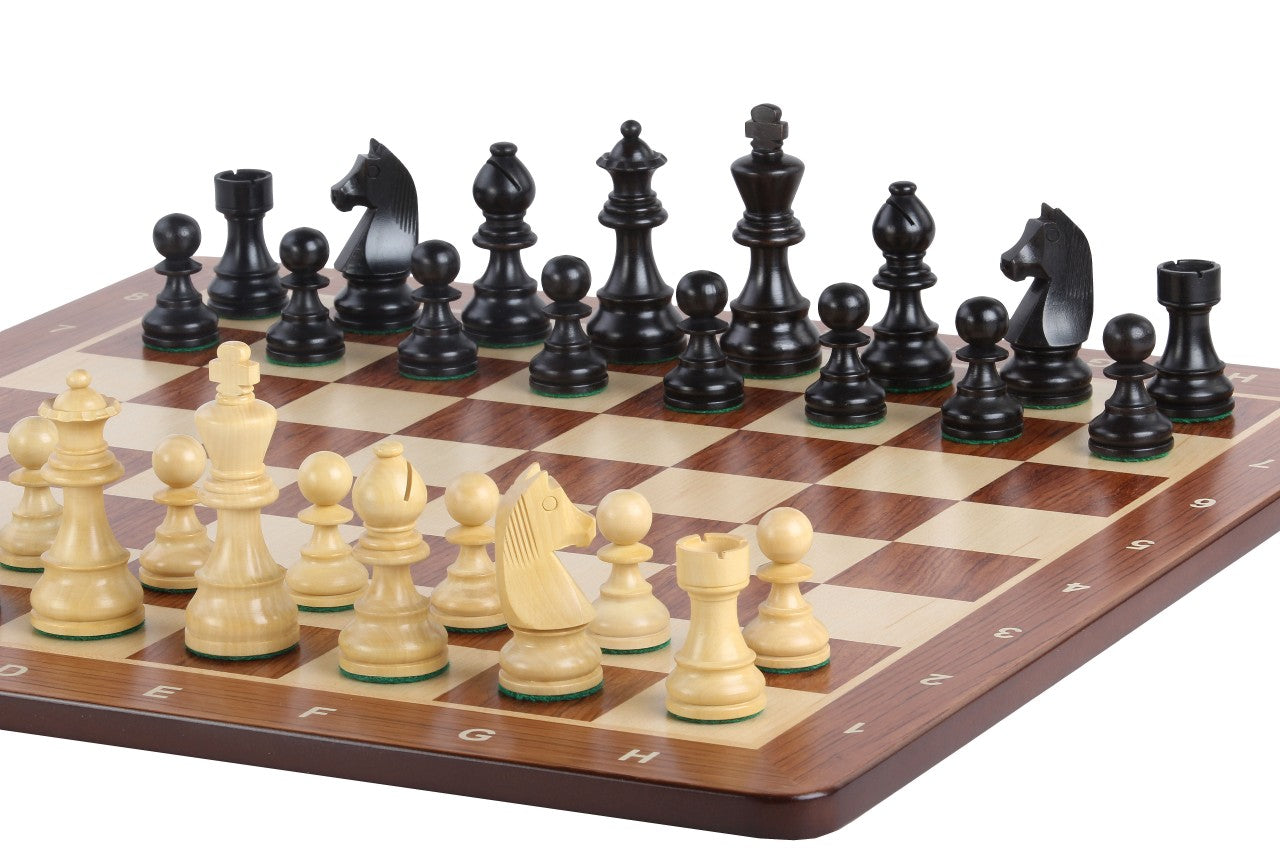 No6 Schwarzes Schachbrett+ 3.75" Deutsche Ebonisierte Figuren - No6 Schwarzes Schachbrett+ 3.75" Deutsche Ebonisierte Figuren-NurSchach
