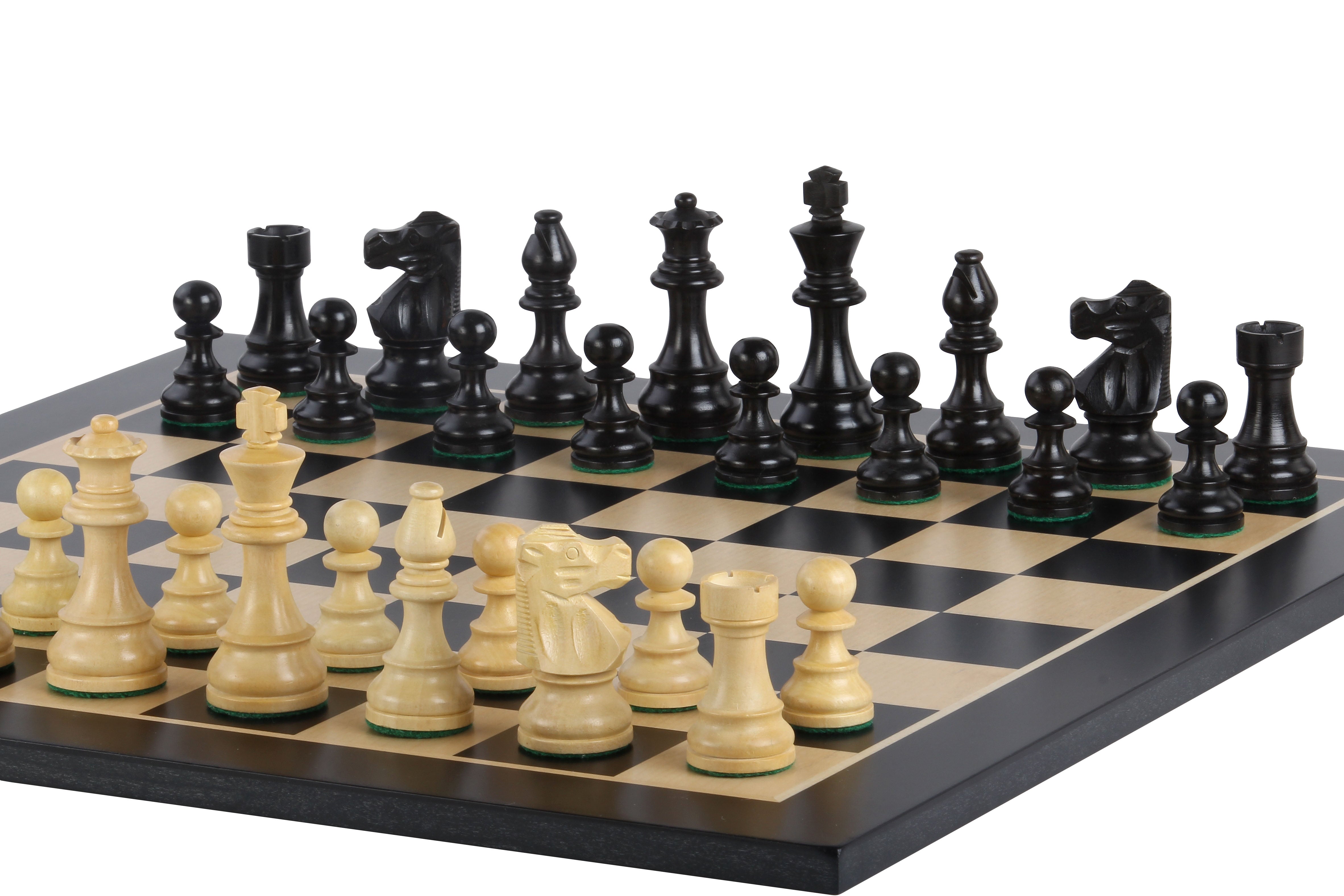 No6 Schwarzes Schachbrett+ 3.75" Französische Ebonisierte Figuren - No6 Schwarzes Schachbrett+ 3.75" Französische Ebonisierte Figuren