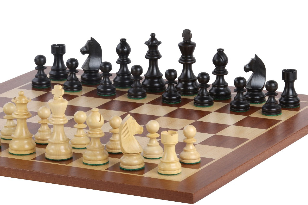 Zeitloses Schachspiel - Schachbrett (Feld 50 mm), Figuren (König 90 mm) - Zeitloses Schachspiel - Schachbrett (Feld 50 mm), Figuren (König 90 mm)-NurSchach