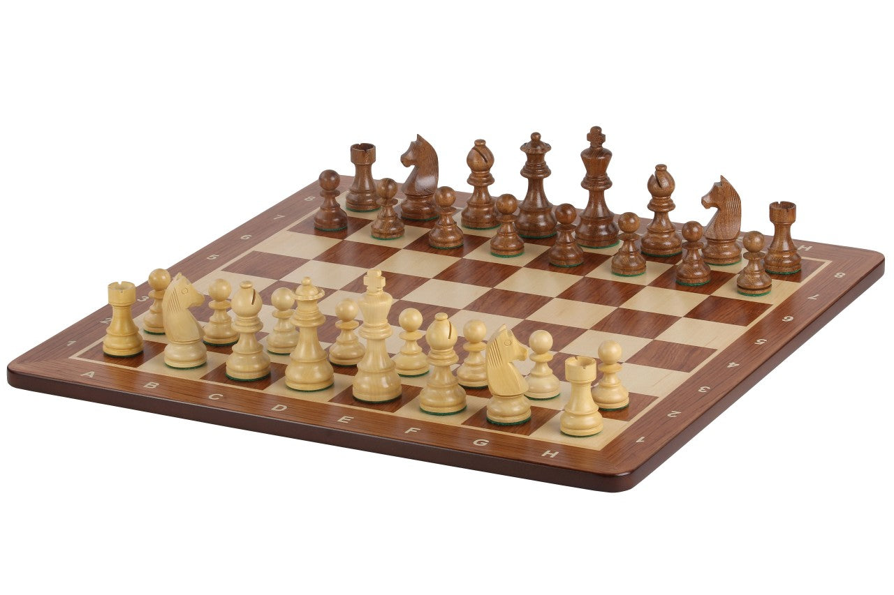 Turnierschach-Set Nr. 6 - 58mm Brett + Deutsche Ritter 3,75" Figuren - Turnierschach-Set Nr. 6 - 58mm Brett + Deutsche Ritter 3,75" Figuren-NurSchach
