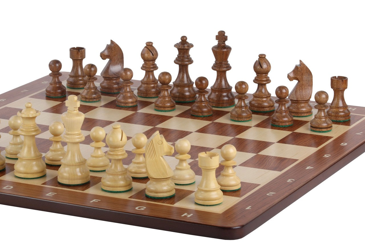 Turnierschach-Set Nr. 6 - 58mm Brett + Deutsche Ritter 3,75" Figuren - Turnierschach-Set Nr. 6 - 58mm Brett + Deutsche Ritter 3,75" Figuren-NurSchach