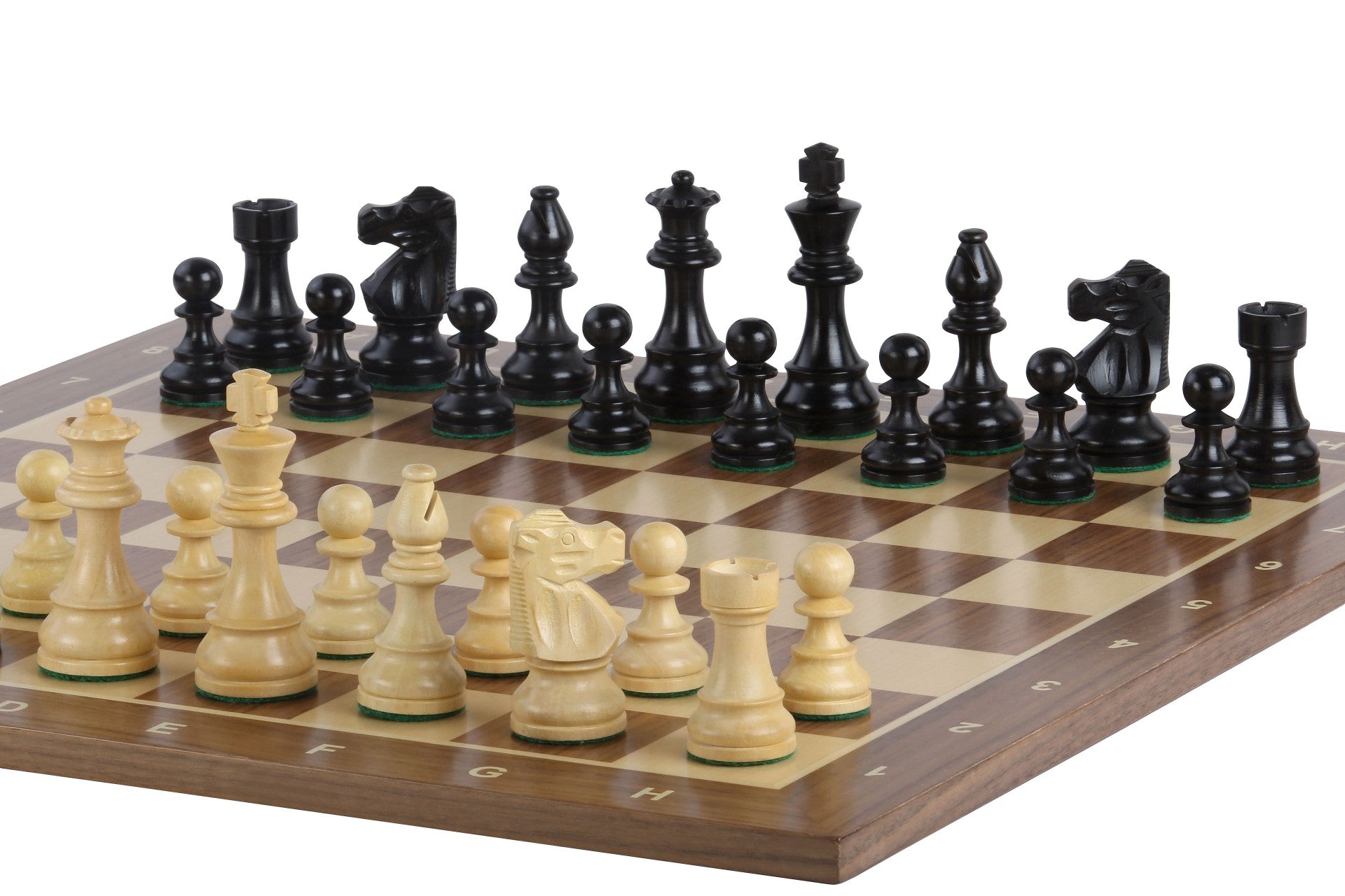 No5 Nussbaum-Schachbrett+ 3,5" Französische Ebonisierte Stücke - No5 Nussbaum-Schachbrett+ 3,5" Französische Ebonisierte Stücke