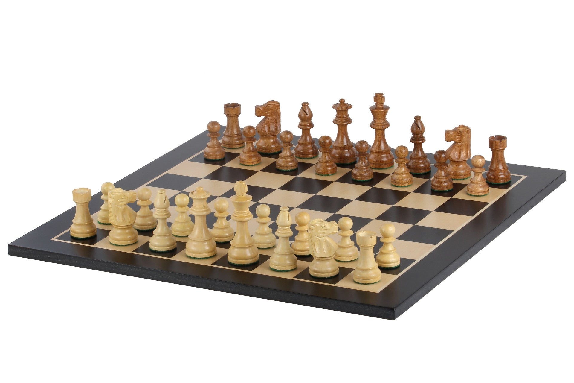 No6 Schwarzes Schachbrett+ 3.75" Französische Akazienfiguren - No6 Schwarzes Schachbrett+ 3.75" Französische Akazienfiguren