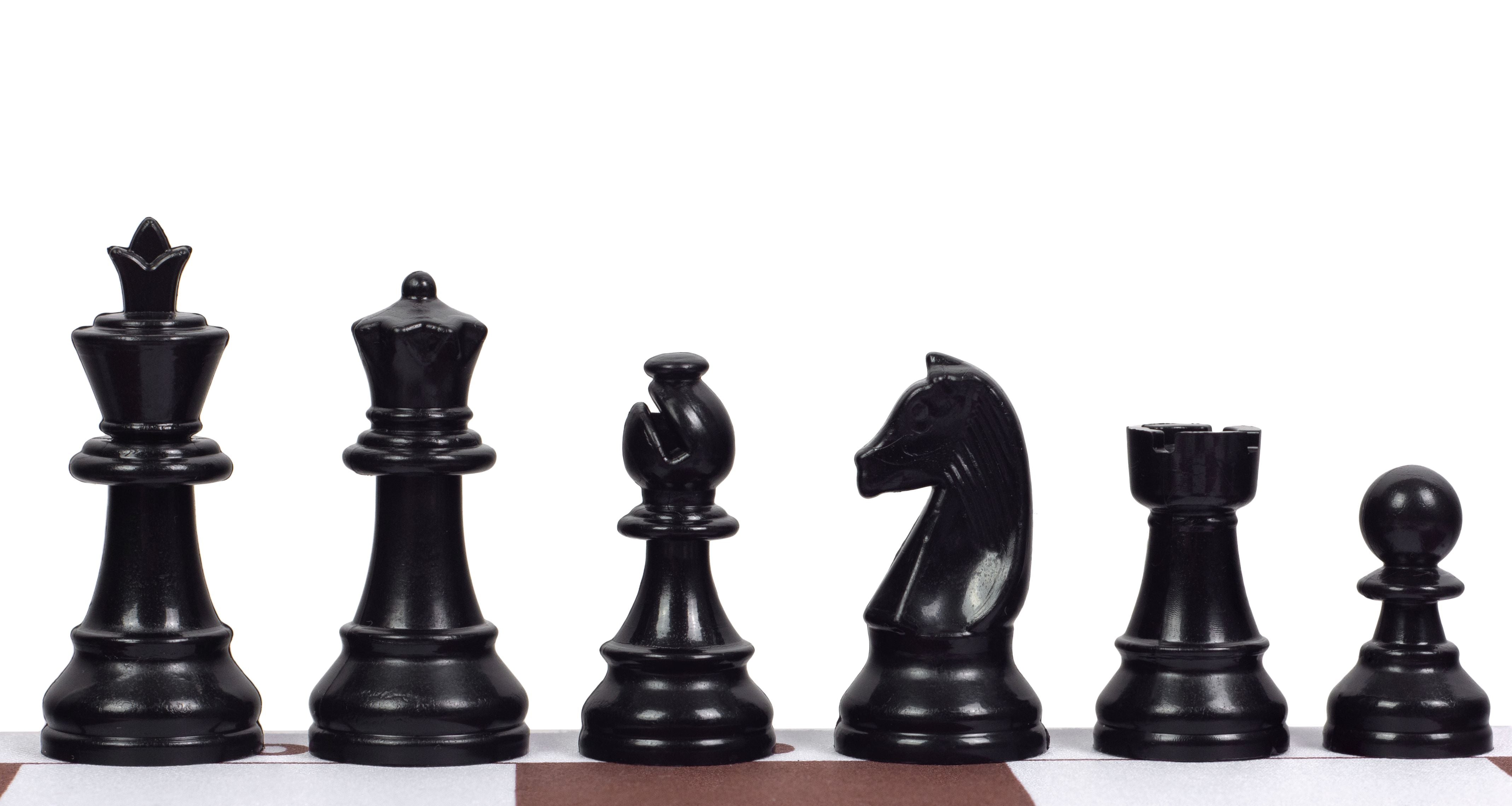 Staunton No. 3 plastic chess pieces (king 65 mm) for play and analysis - Staunton No. 3 plastic chess pieces (king 65 mm) for play and analysis
